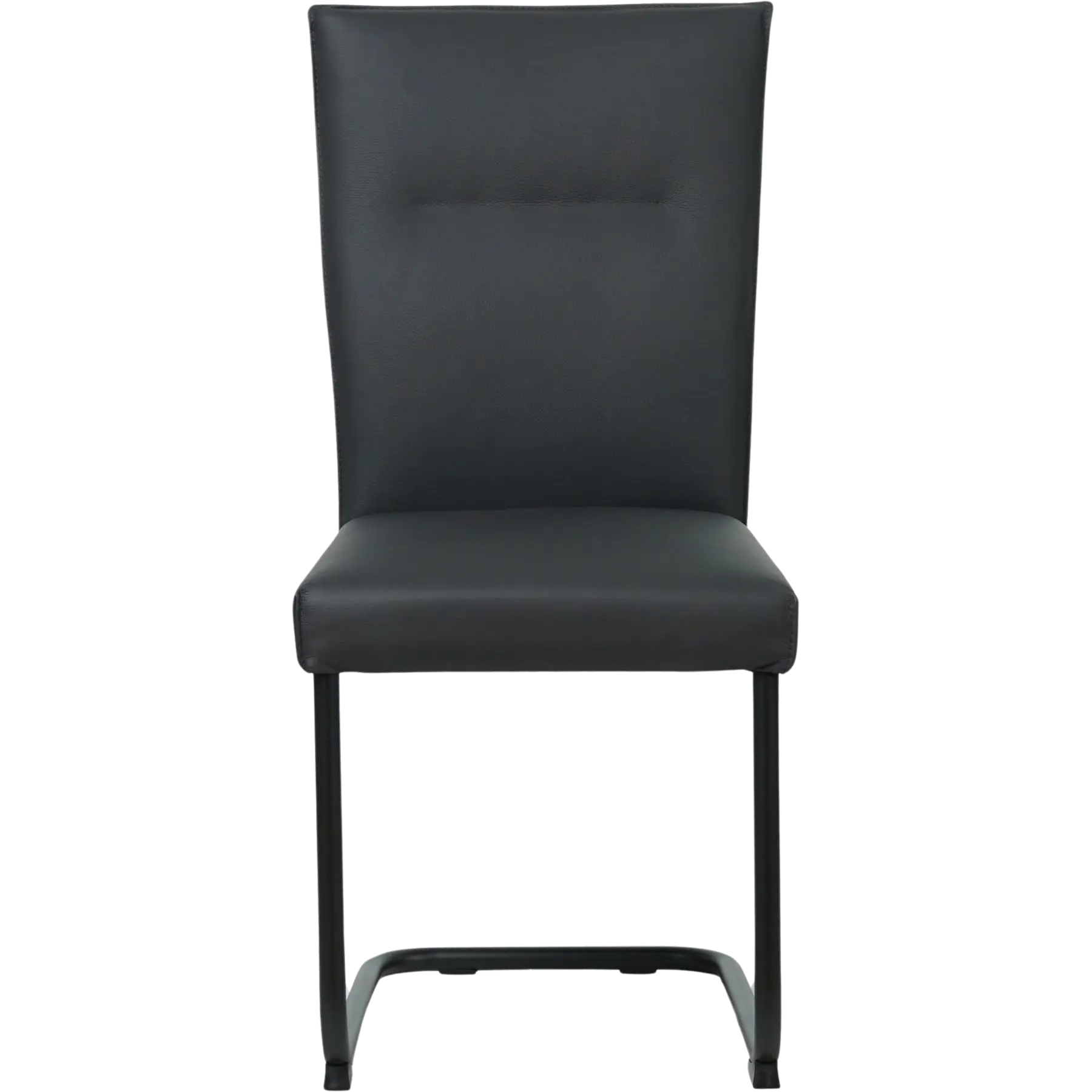 afbeelding van Set van 8 Leren eetkamerstoelen Retro - Toledo Pacific (donkerblauw) - Sledepoot staal rond zwart