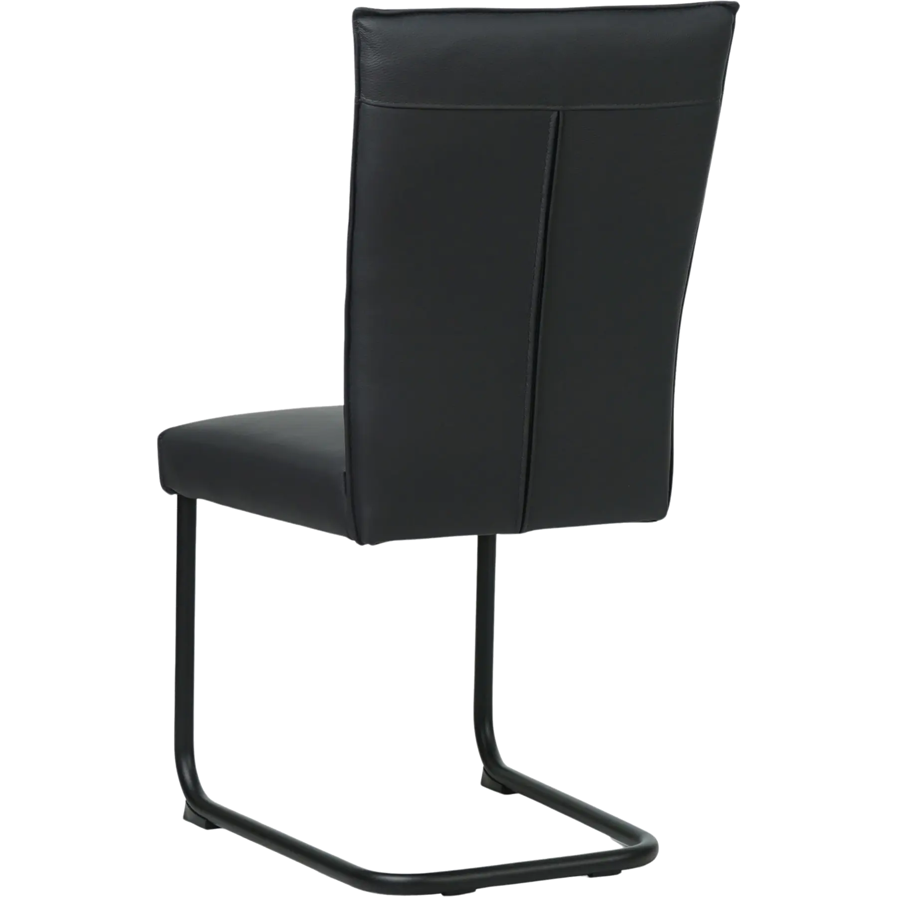 afbeelding van Set van 8 Leren eetkamerstoelen Retro - Toledo Pacific (donkerblauw) - Sledepoot staal rond zwart