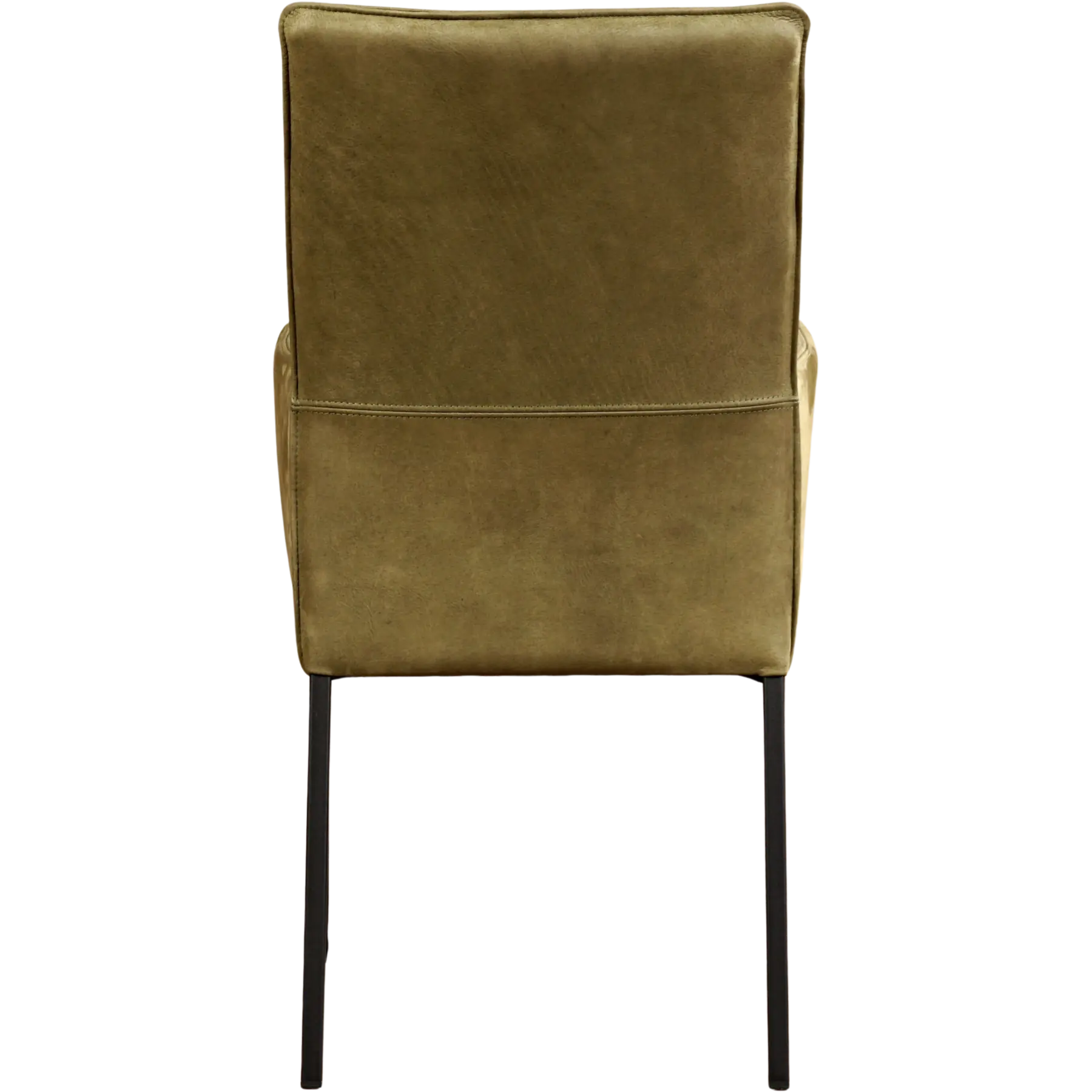 afbeelding van Set van 8 Leren eetkamerstoelen Royal - Kenia Olive (olijf) - Poten staal vierkant zwart