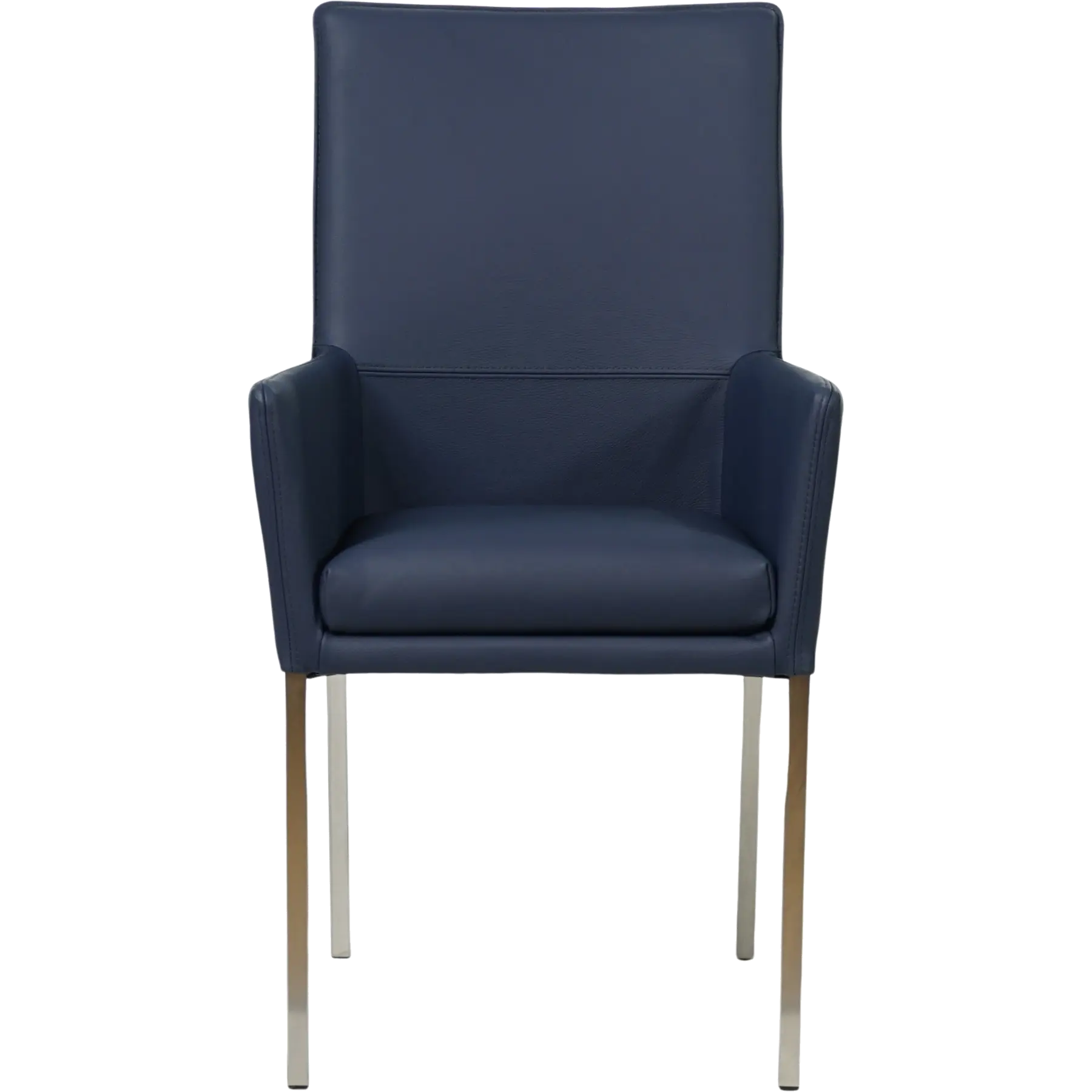 afbeelding van Set van 8 Leren eetkamerstoelen Royal - Toledo Kobalt (blauw) - Poten staal vierkant RVS