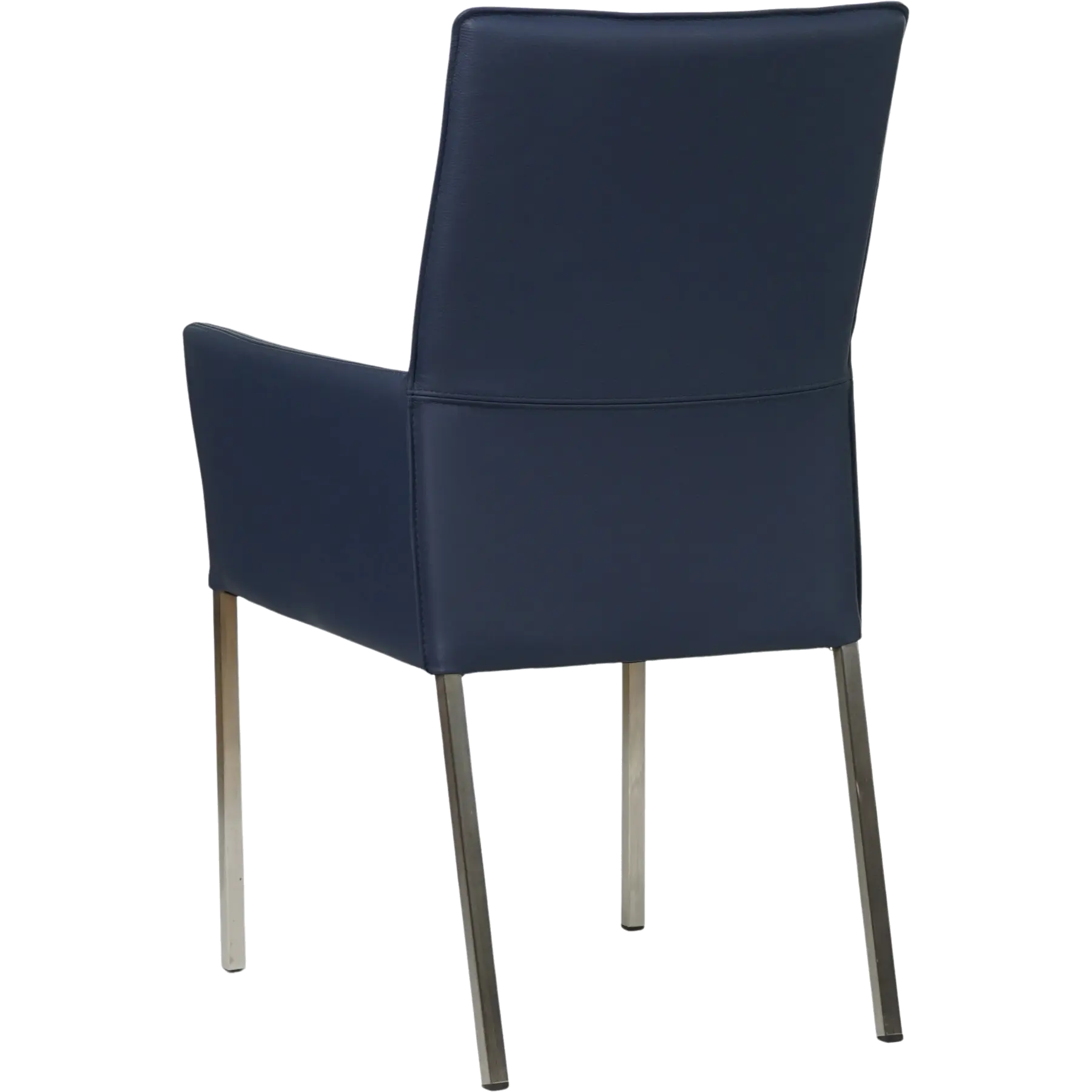 afbeelding van Set van 8 Leren eetkamerstoelen Royal - Toledo Kobalt (blauw) - Poten staal vierkant RVS