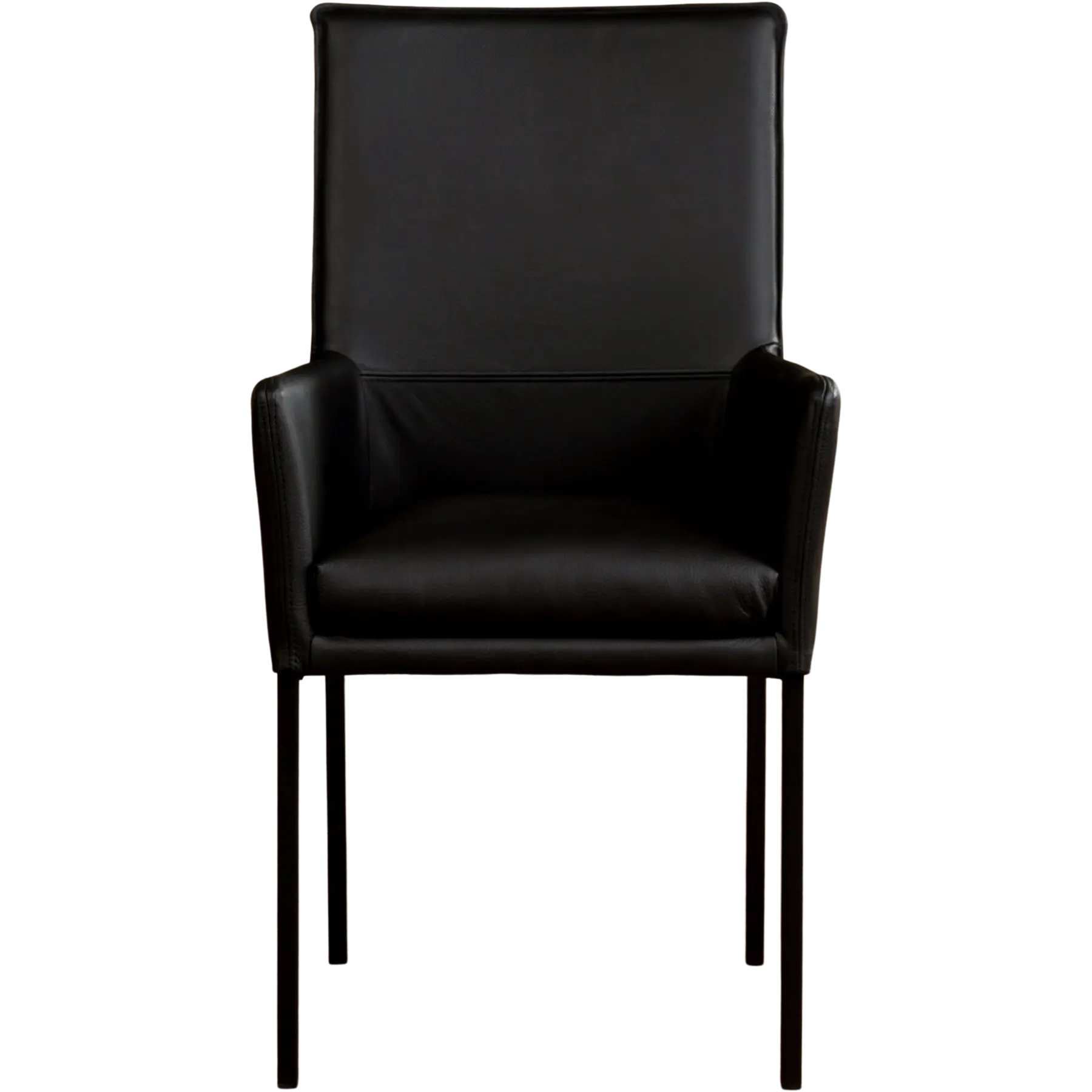 afbeelding van Set van 8 Leren eetkamerstoelen Royal - Toledo Nero (zwart) - Poten staal vierkant zwart