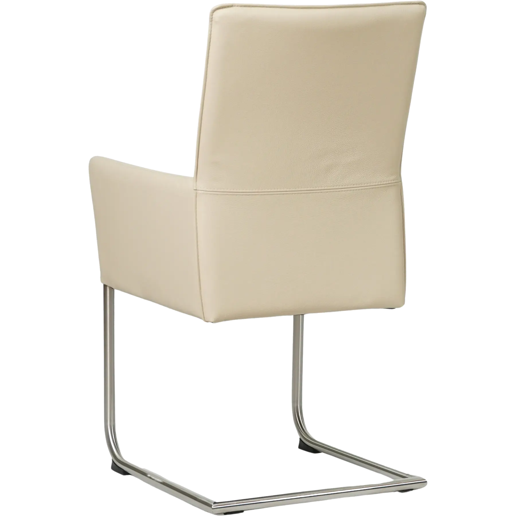 afbeelding van Set van 8 Leren eetkamerstoelen Rumor - Toledo Betulla (crème) - Sledepoot staal rond RVS