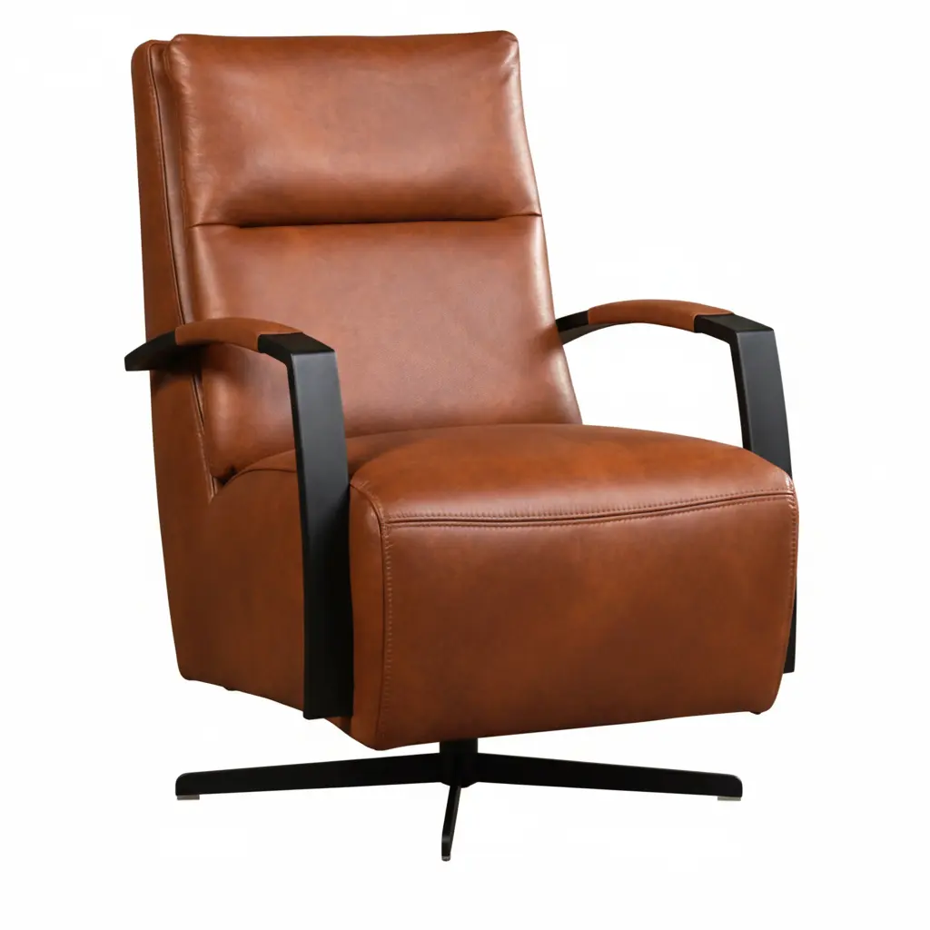 afbeelding van Leren draaifauteuil Award - Granada Savannah (cognac) - Stervoet zwart