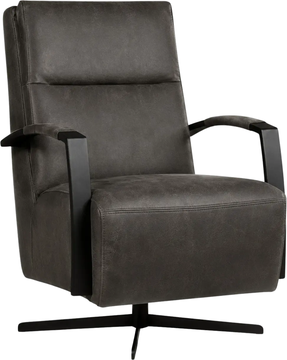 afbeelding van Leren draaifauteuil Award - Kenia Antracite (grijs) - Stervoet zwart