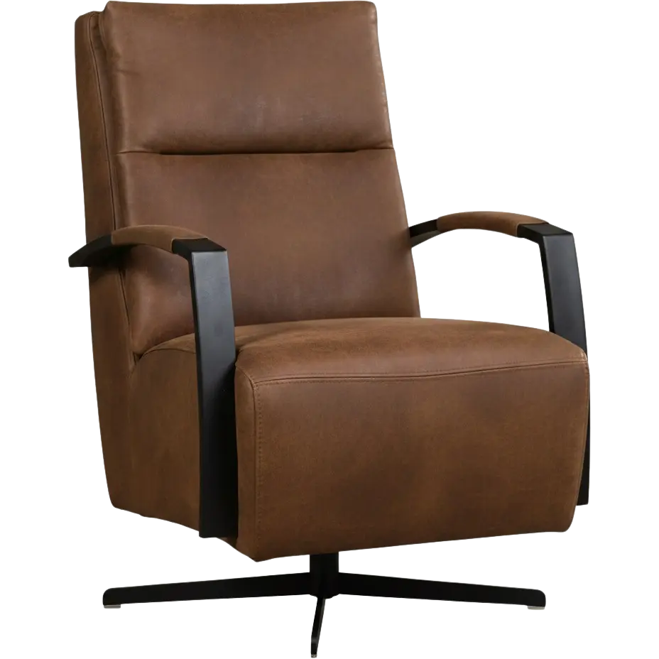 afbeelding van Leren draaifauteuil Award - Kenia Brown (bruin) - Stervoet zwart