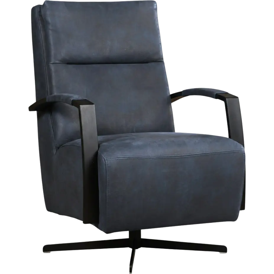 afbeelding van Leren draaifauteuil Award - Kenia Denim (blauw) - Stervoet zwart