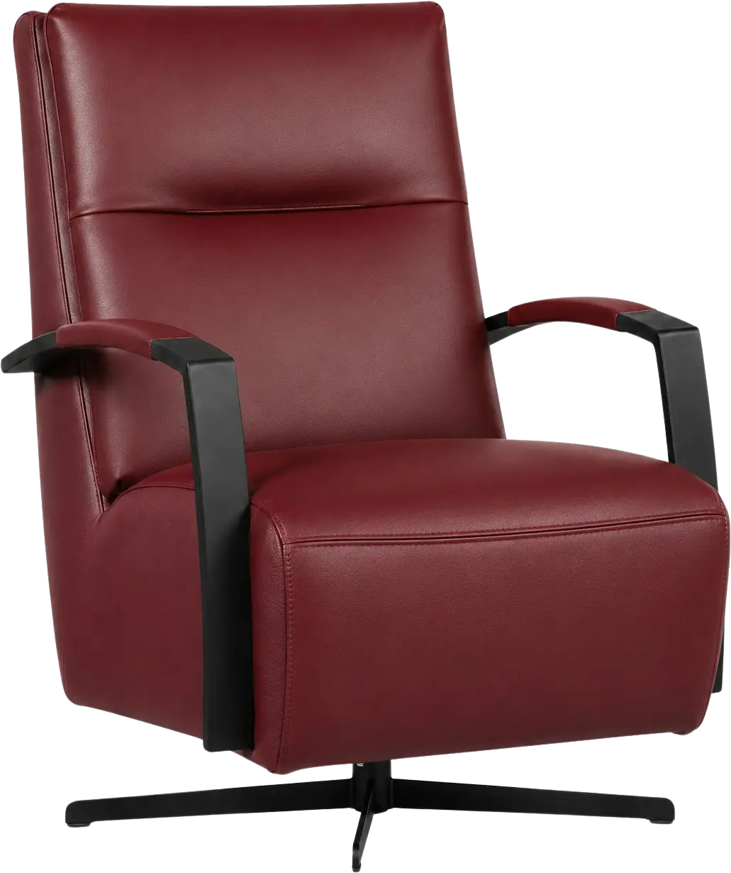afbeelding van Leren draaifauteuil Award - Massif Rubino (donkerrood) - Stervoet zwart