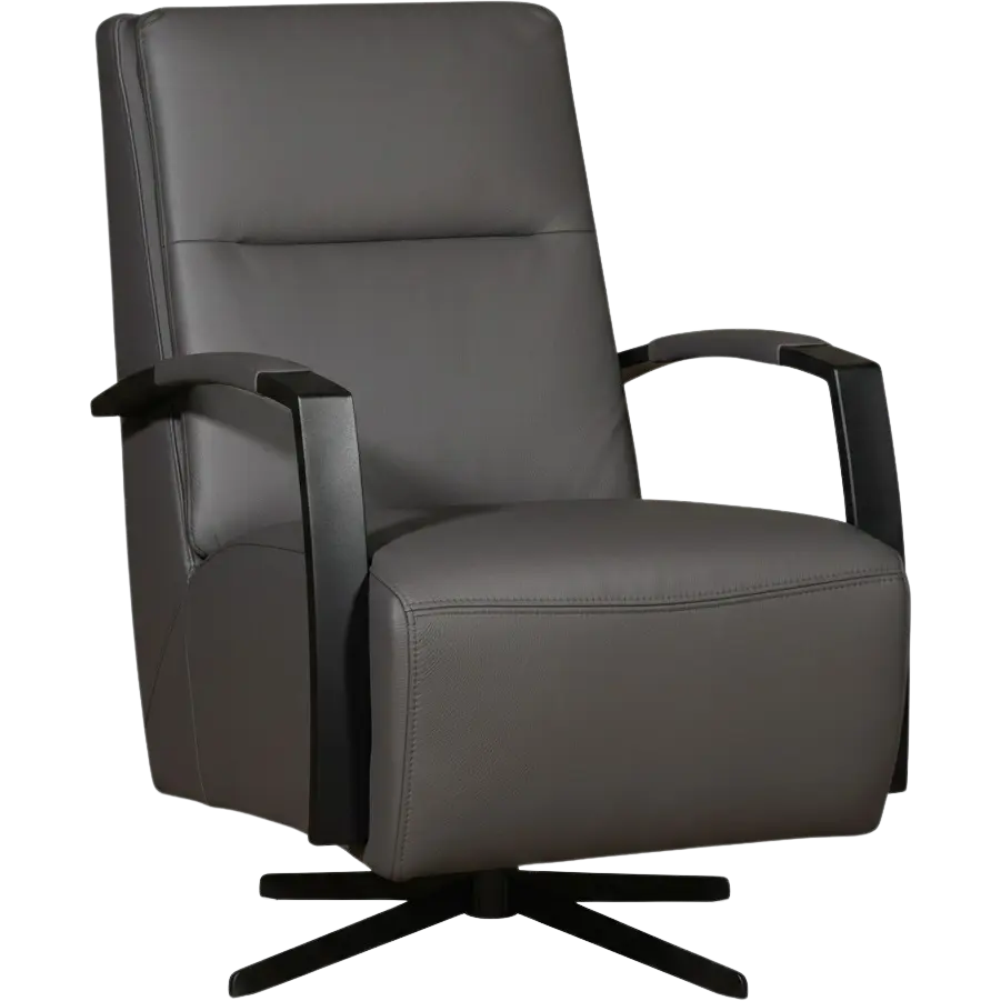 afbeelding van Leren draaifauteuil Award - Toledo Antracite (donkergrijs) - Stervoet zwart