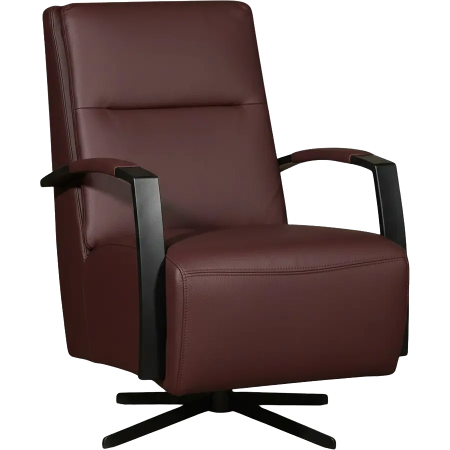 afbeelding van Leren draaifauteuil Award - Toledo Bordeaux (donkerrood) - Stervoet zwart