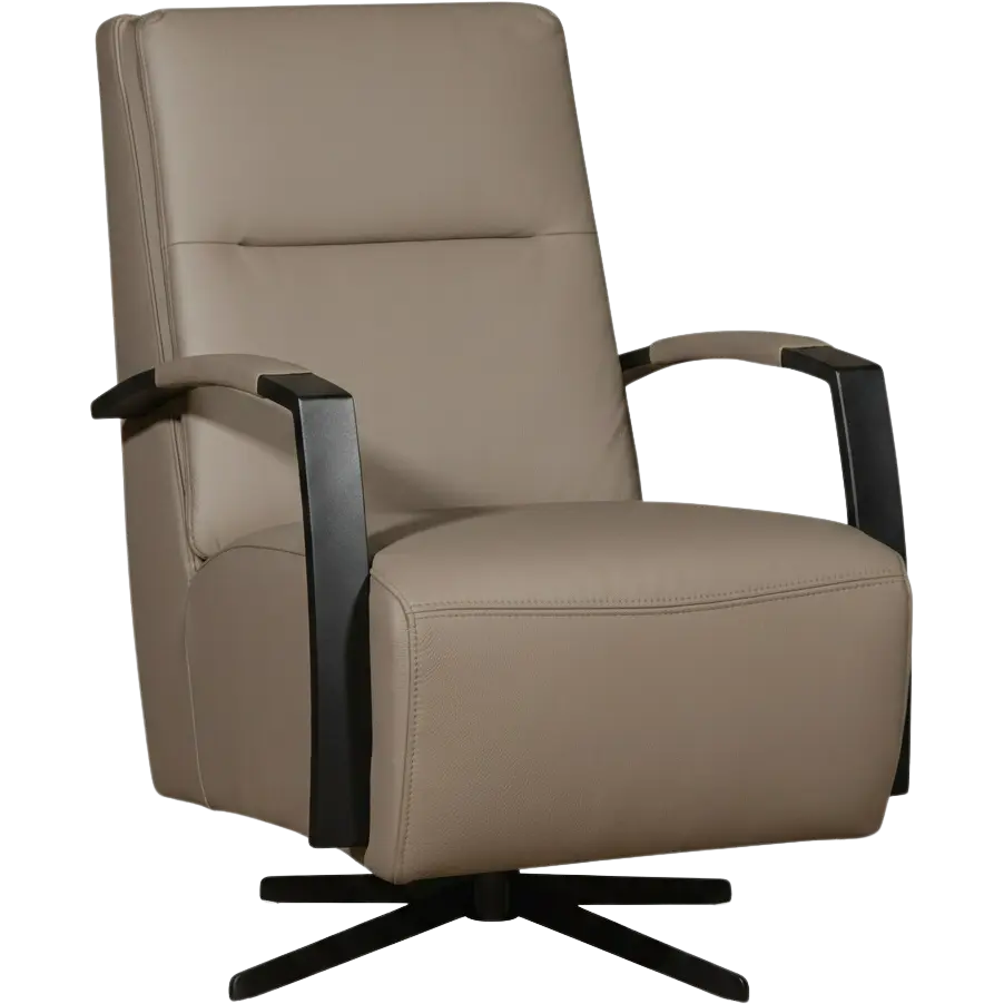 afbeelding van Leren draaifauteuil Award - Toledo Khaki (taupe/bruin) - Stervoet zwart
