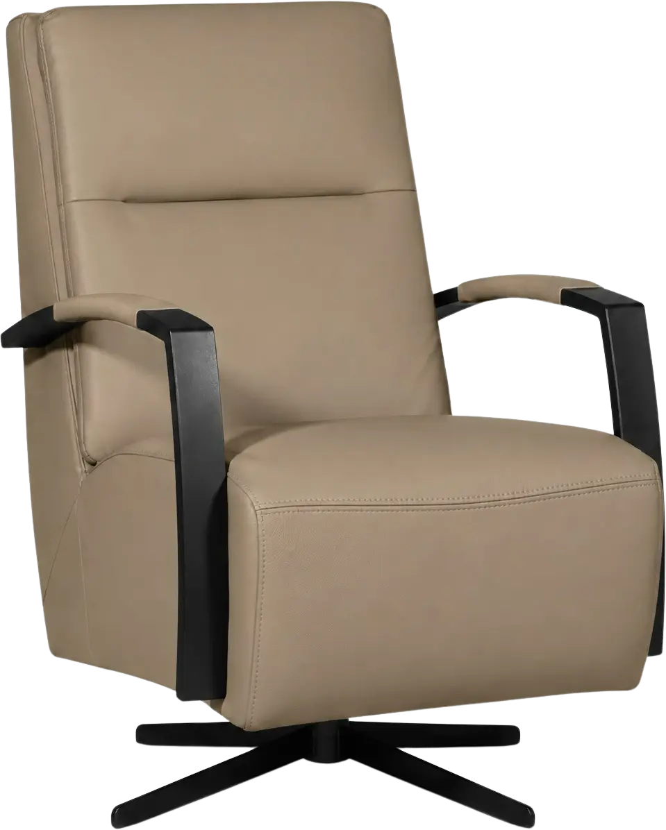 afbeelding van Leren draaifauteuil Award - Toledo Mocca (taupe/bruin) - Stervoet zwart