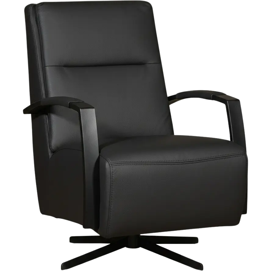afbeelding van Leren draaifauteuil Award - Toledo Nero (zwart) - Stervoet zwart