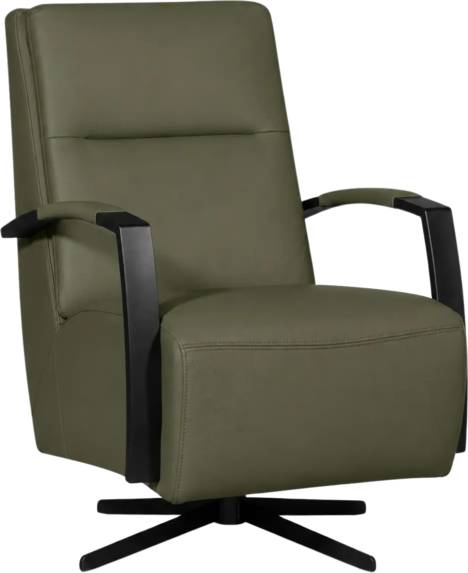 afbeelding van Leren draaifauteuil Award - Toledo Olive (olijf/goen) - Stervoet zwart