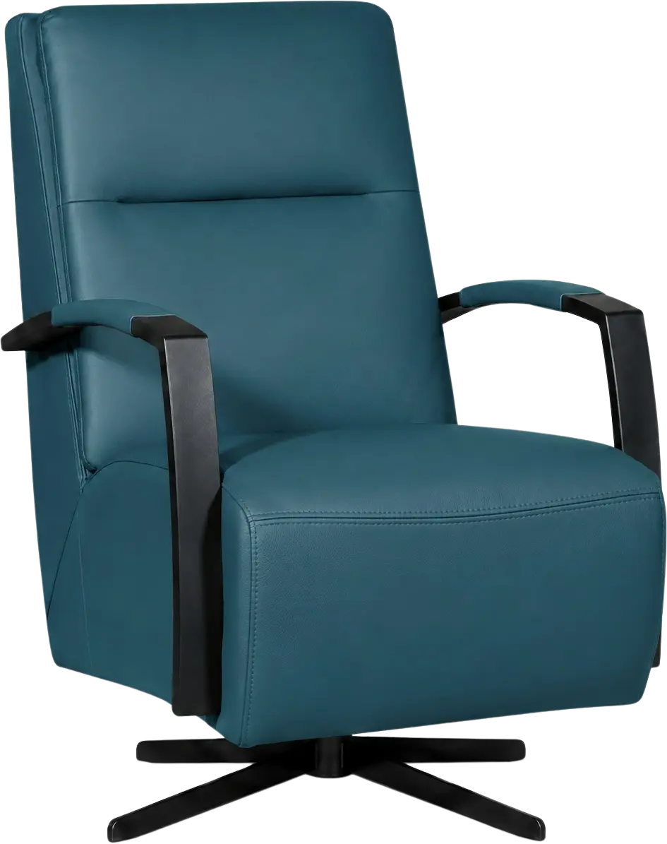 afbeelding van Leren draaifauteuil Award - Toledo Turquoise (blauw) - Stervoet zwart