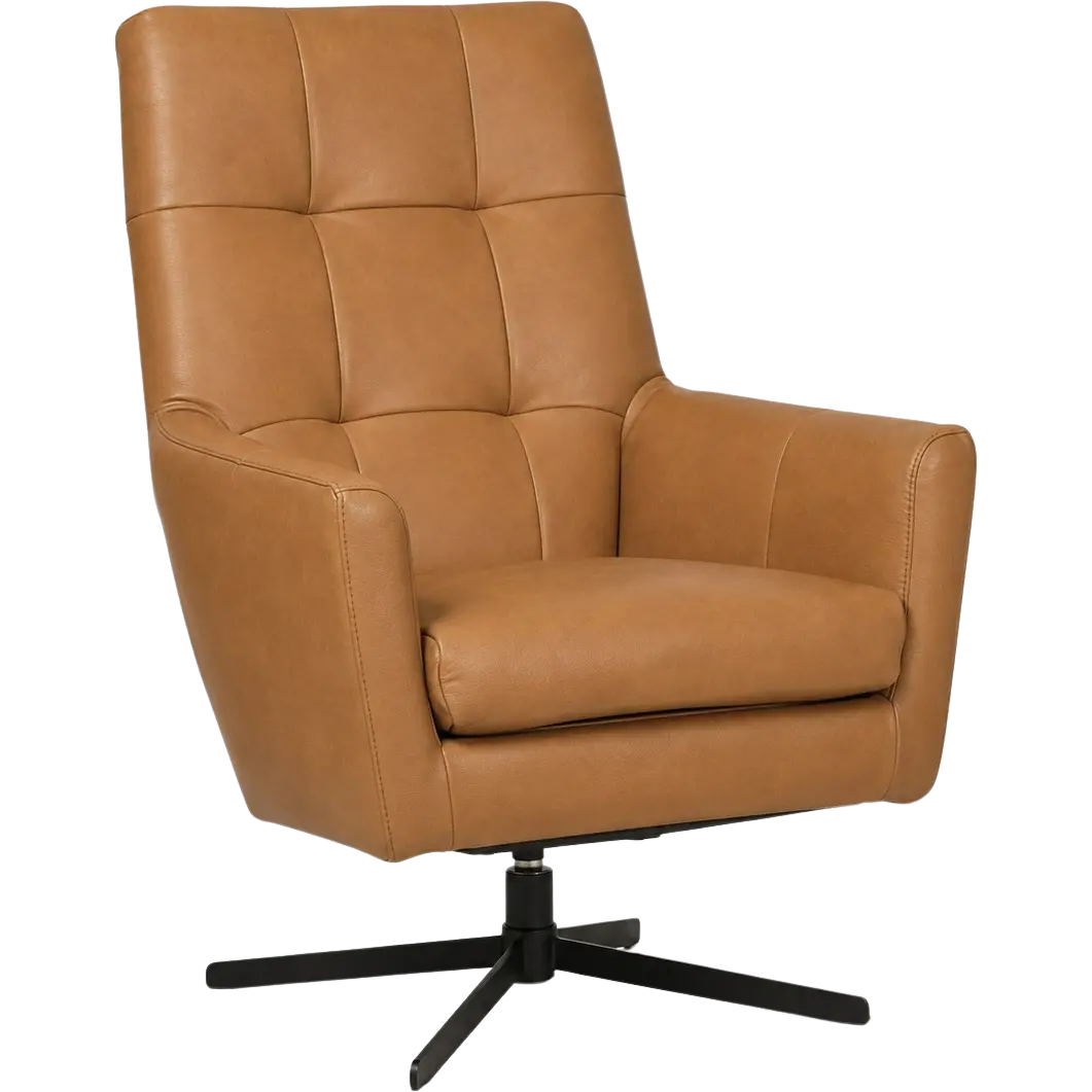 afbeelding van Leren draaifauteuil Central - Granada Sahara (cognac)