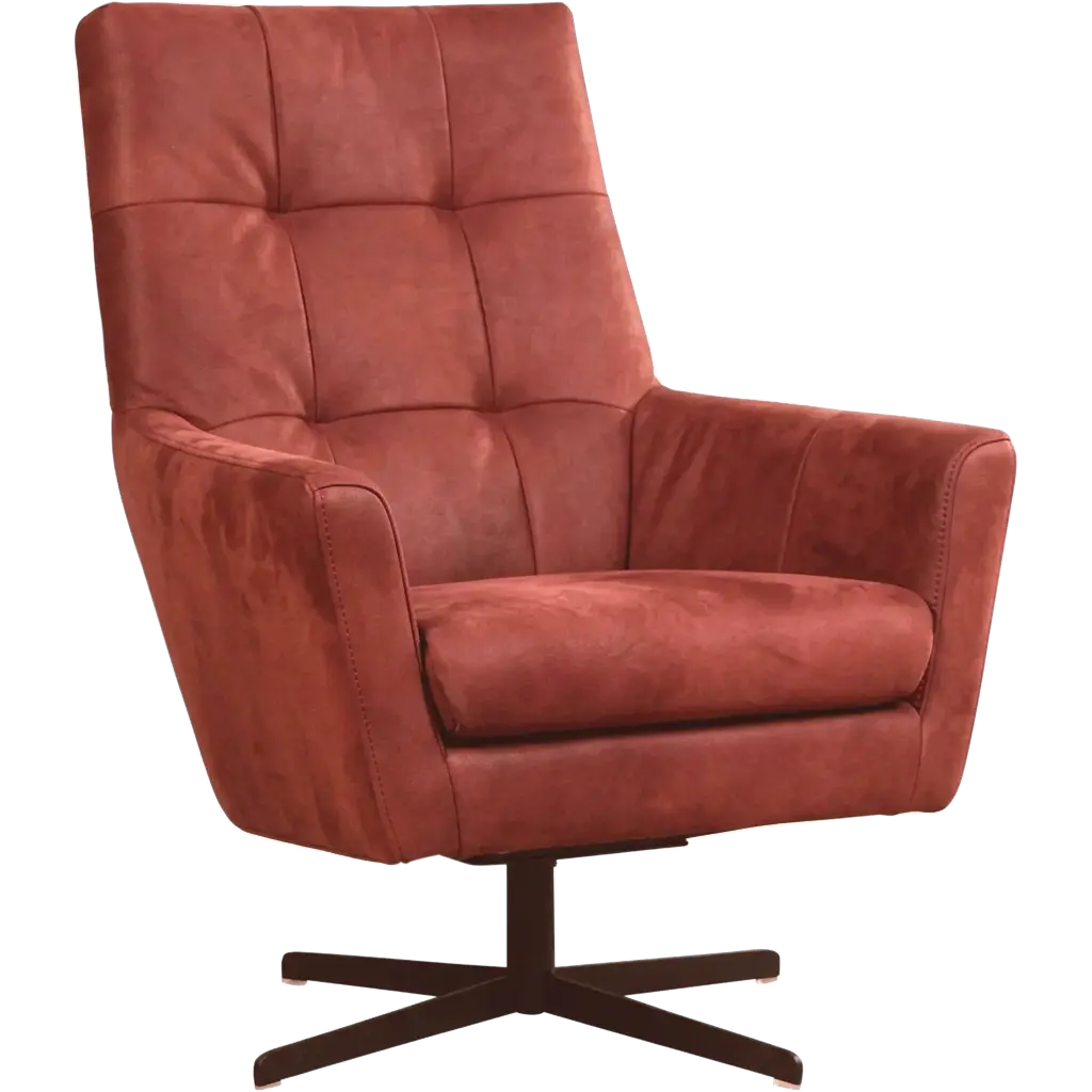 afbeelding van Leren draaifauteuil Central - Kenia Burgundy (rood)