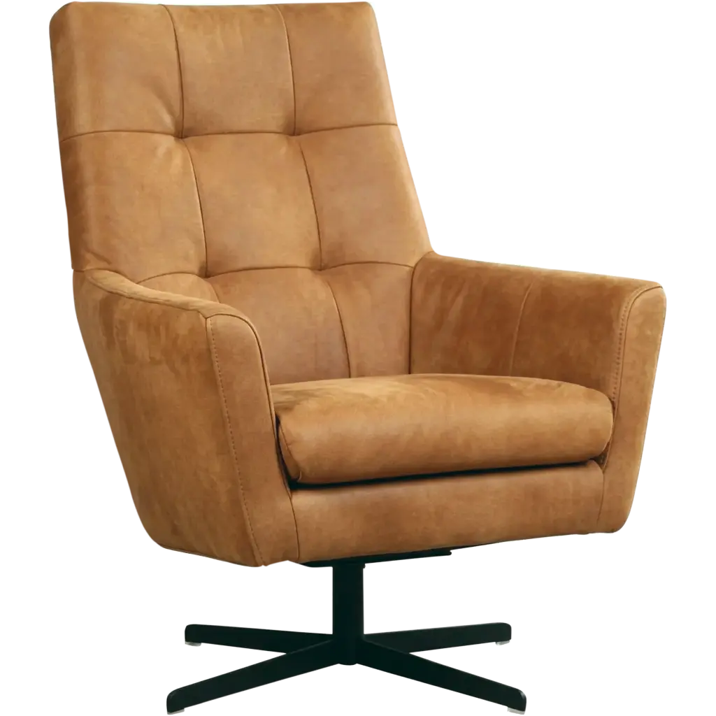 afbeelding van Leren draaifauteuil Central - Kenia Cognac (cognac)