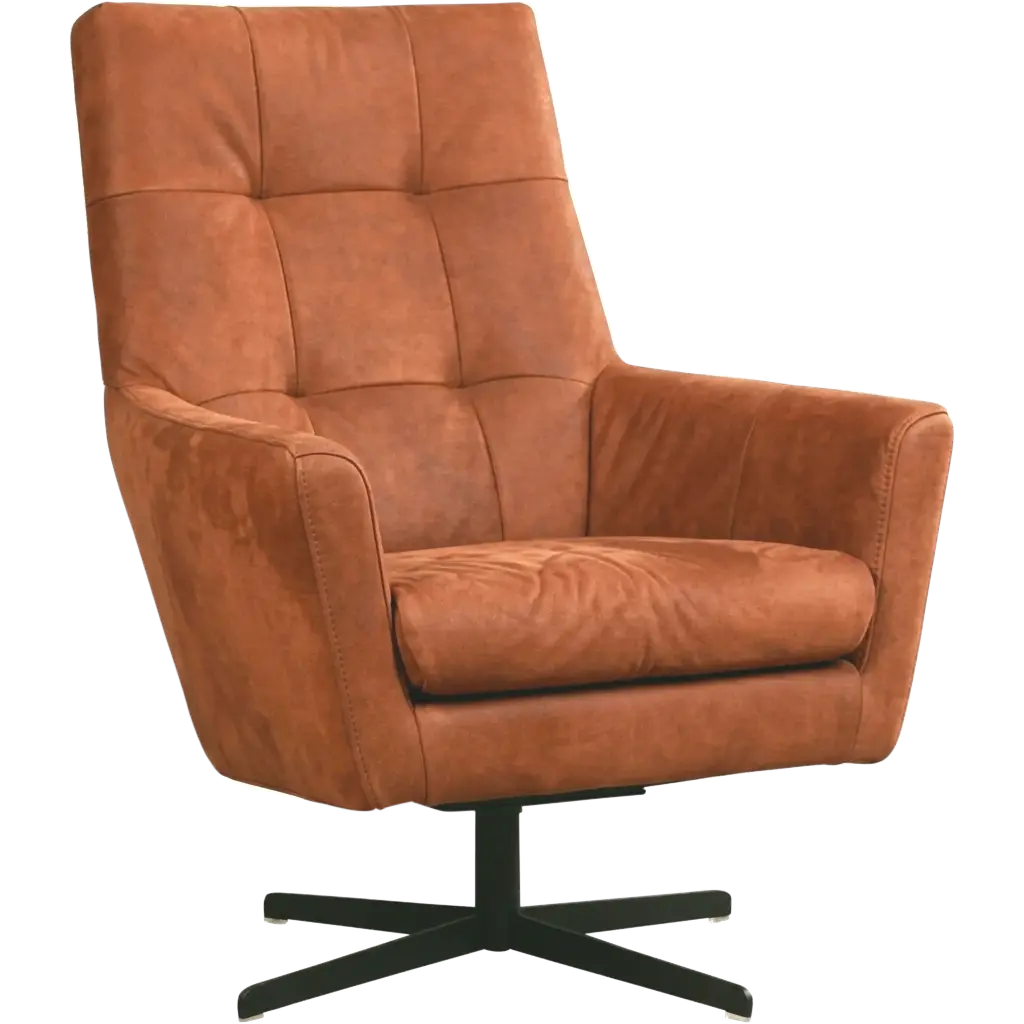 afbeelding van Leren draaifauteuil Central - Kenia Rost (oranje)