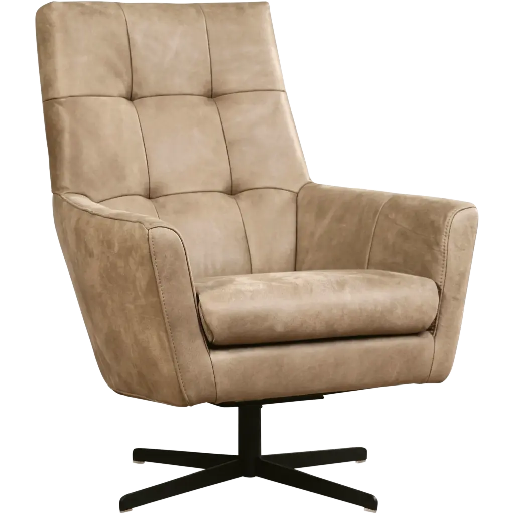 afbeelding van Leren draaifauteuil Central - Kenia Taupe (taupe/bruin)