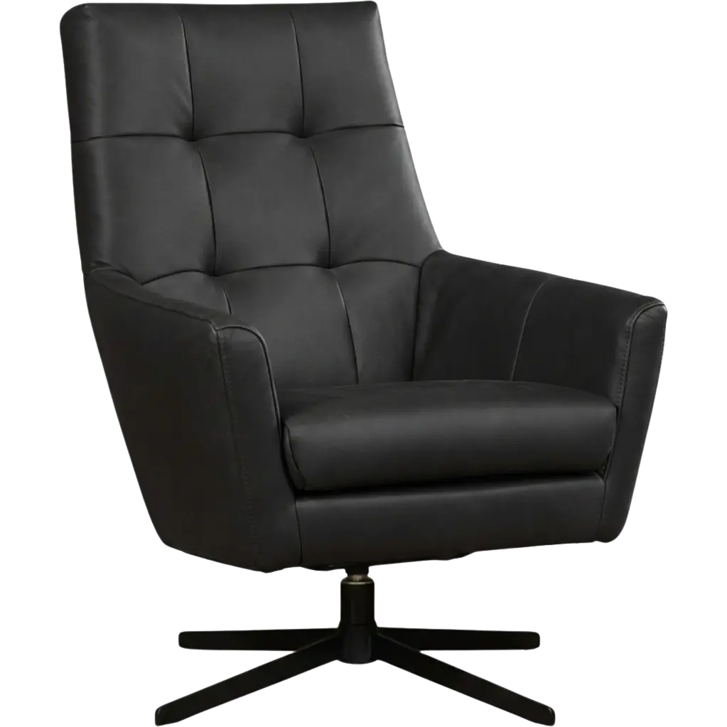 afbeelding van Leren draaifauteuil Central - Rancho Nero (zwart)