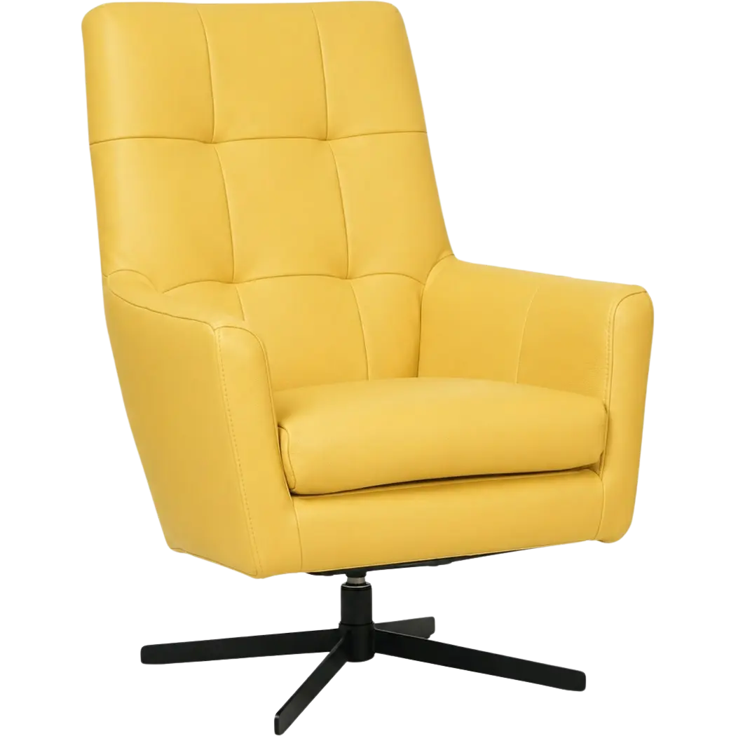 afbeelding van Leren draaifauteuil Central - Toledo Giallo (geel)