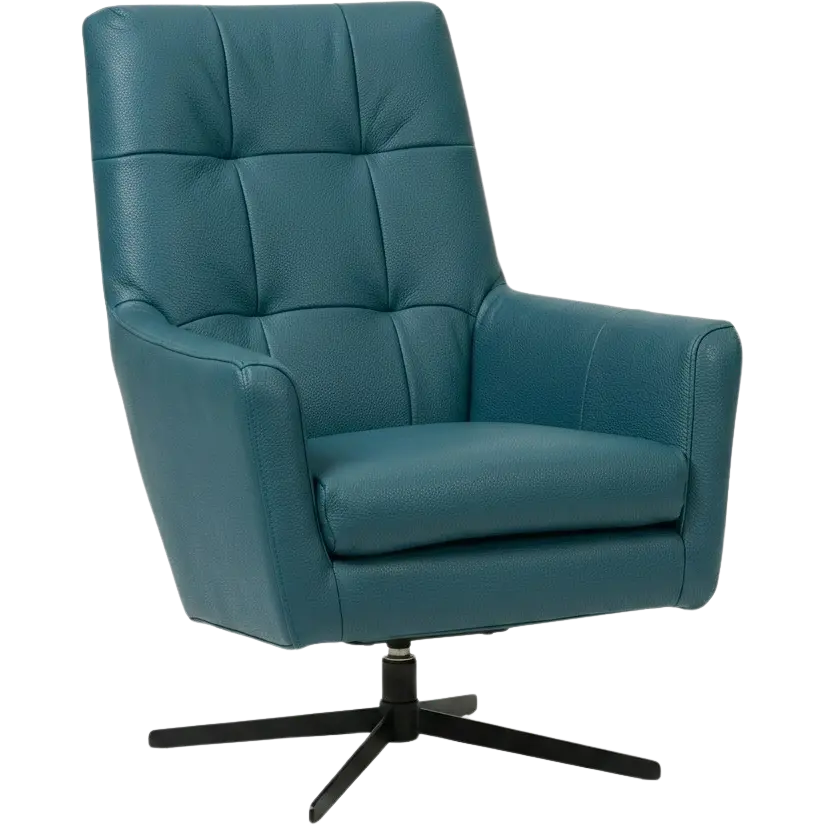 afbeelding van Leren draaifauteuil Central - Toledo Turquoise (blauw)