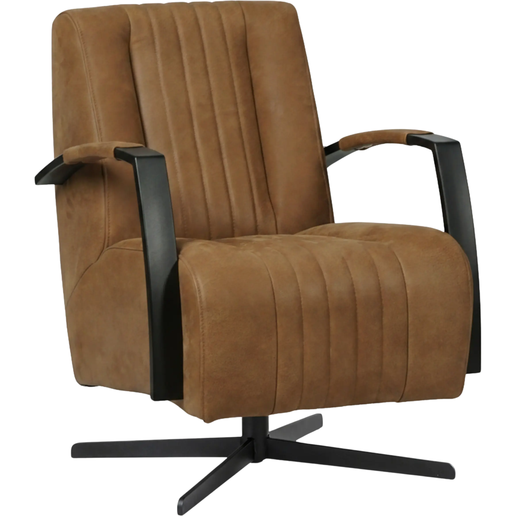 afbeelding van Leren draaifauteuil Galaxy - Kenia Brown (bruin) - Stervoet zwart