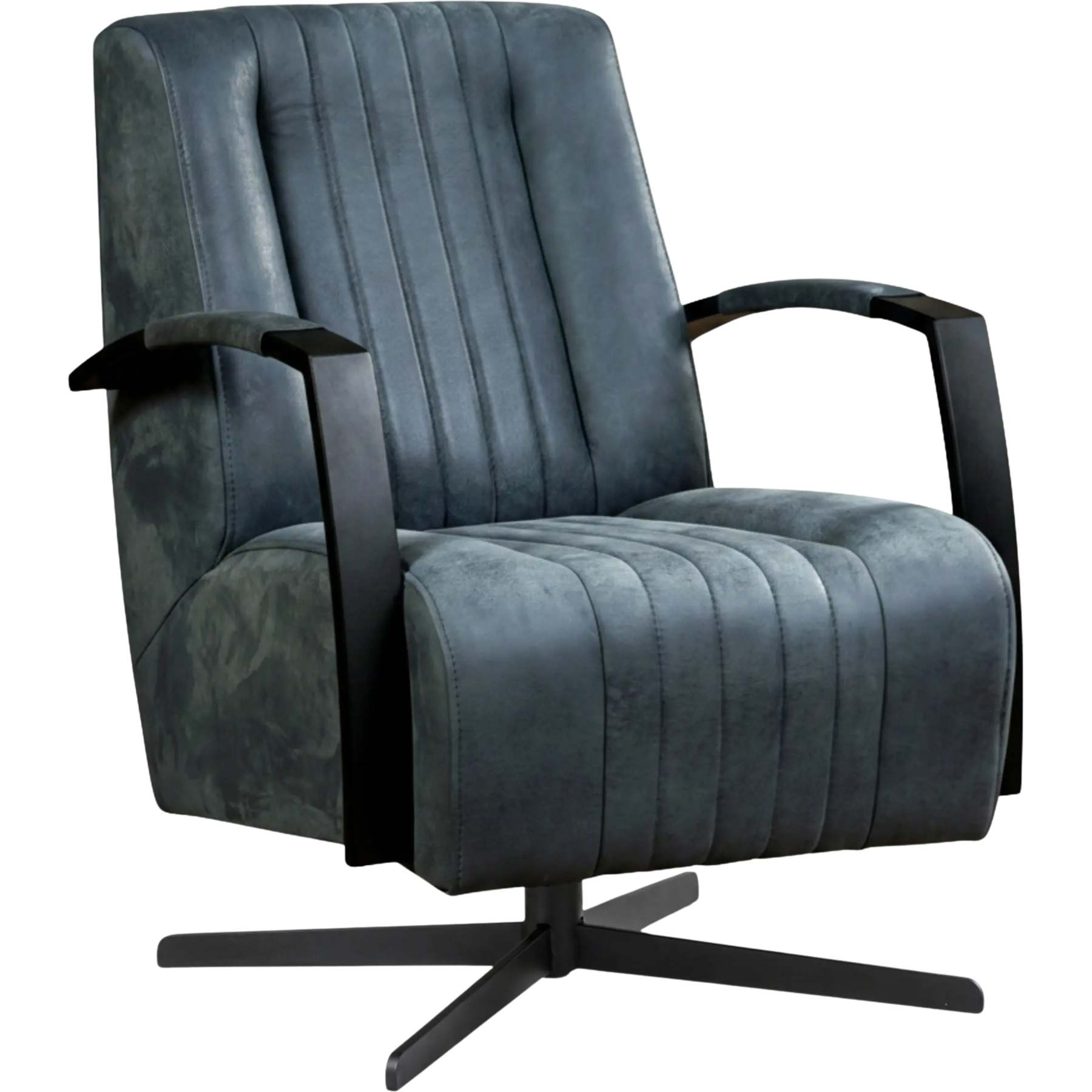 afbeelding van Leren draaifauteuil Galaxy - Kenia Denim (blauw) - Stervoet zwart