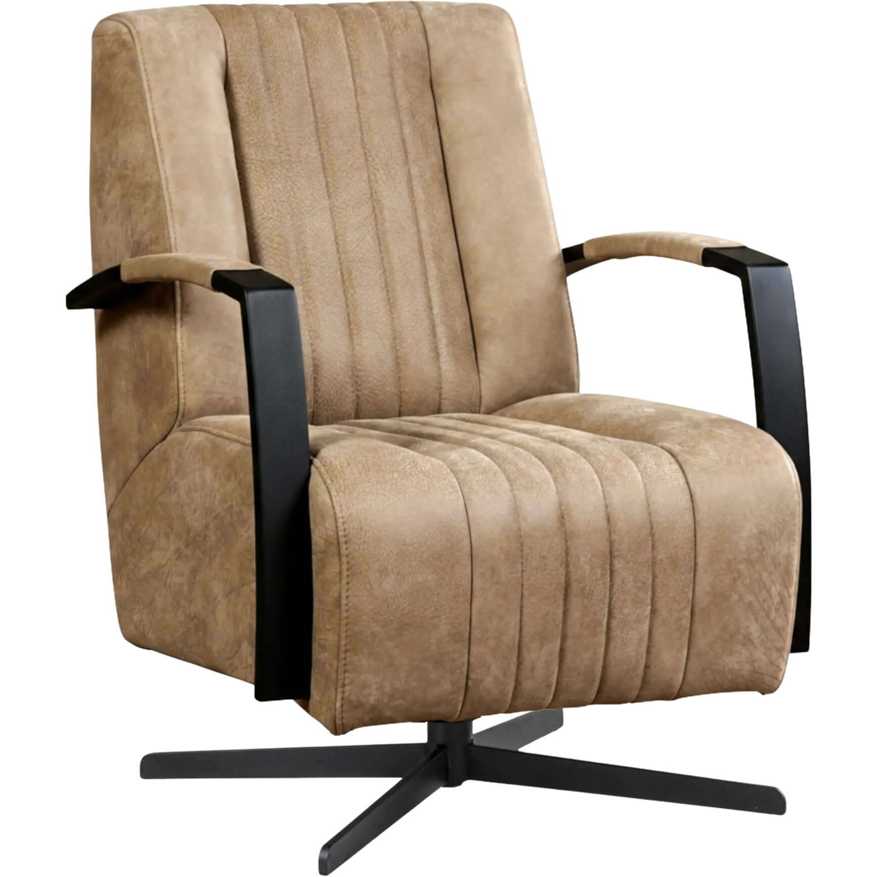 afbeelding van Leren draaifauteuil Galaxy - Kenia Taupe (taupe/bruin) - Stervoet zwart