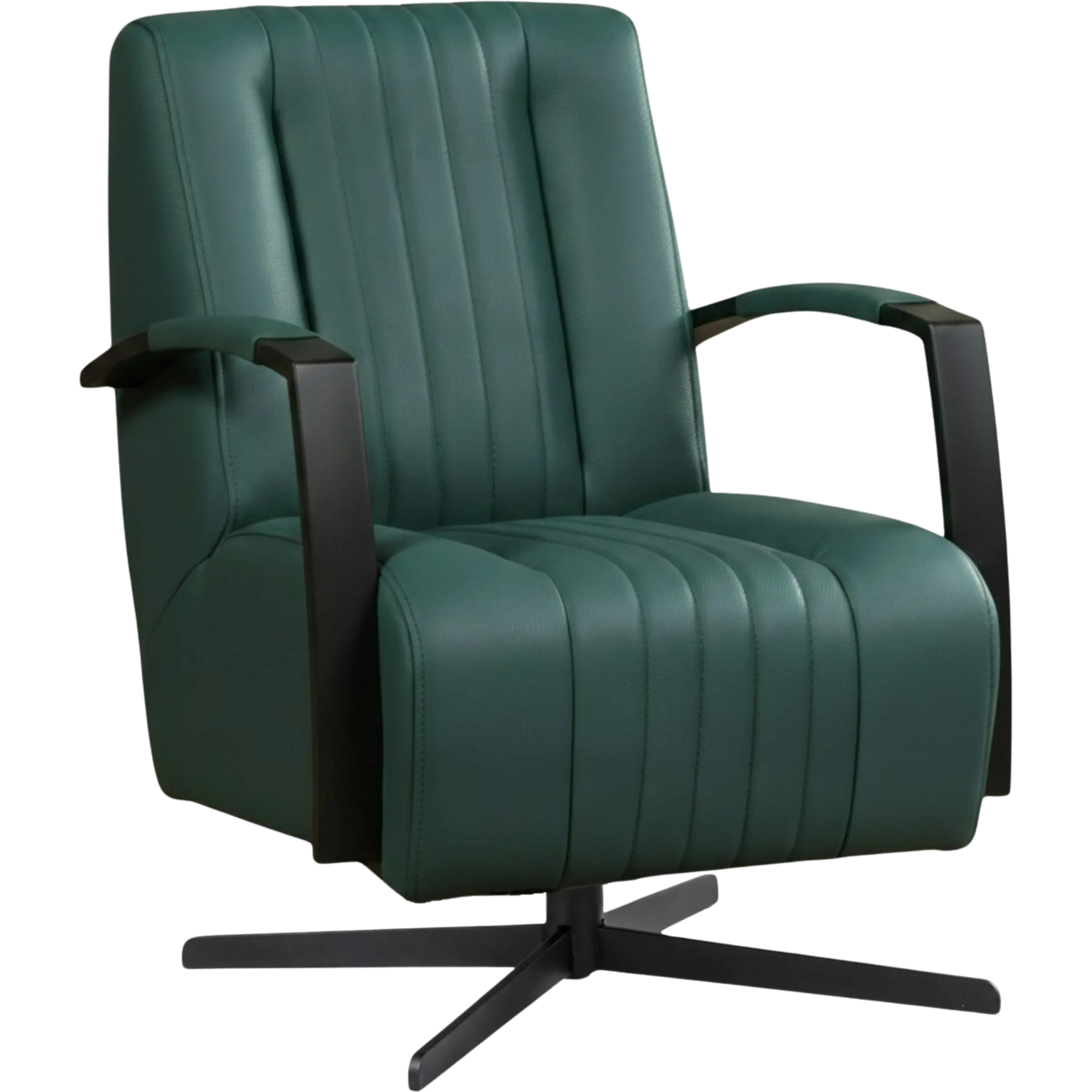 afbeelding van Leren draaifauteuil Galaxy - Toledo Forrest (groen) - Stervoet zwart