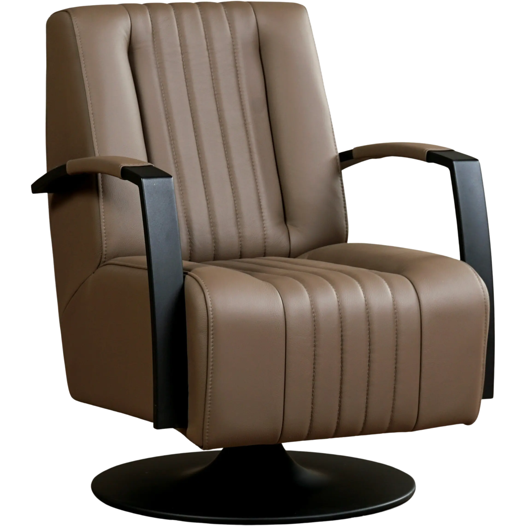 afbeelding van Leren draaifauteuil Galaxy - Toledo Lever (bruin) - Schotelvoet zwart