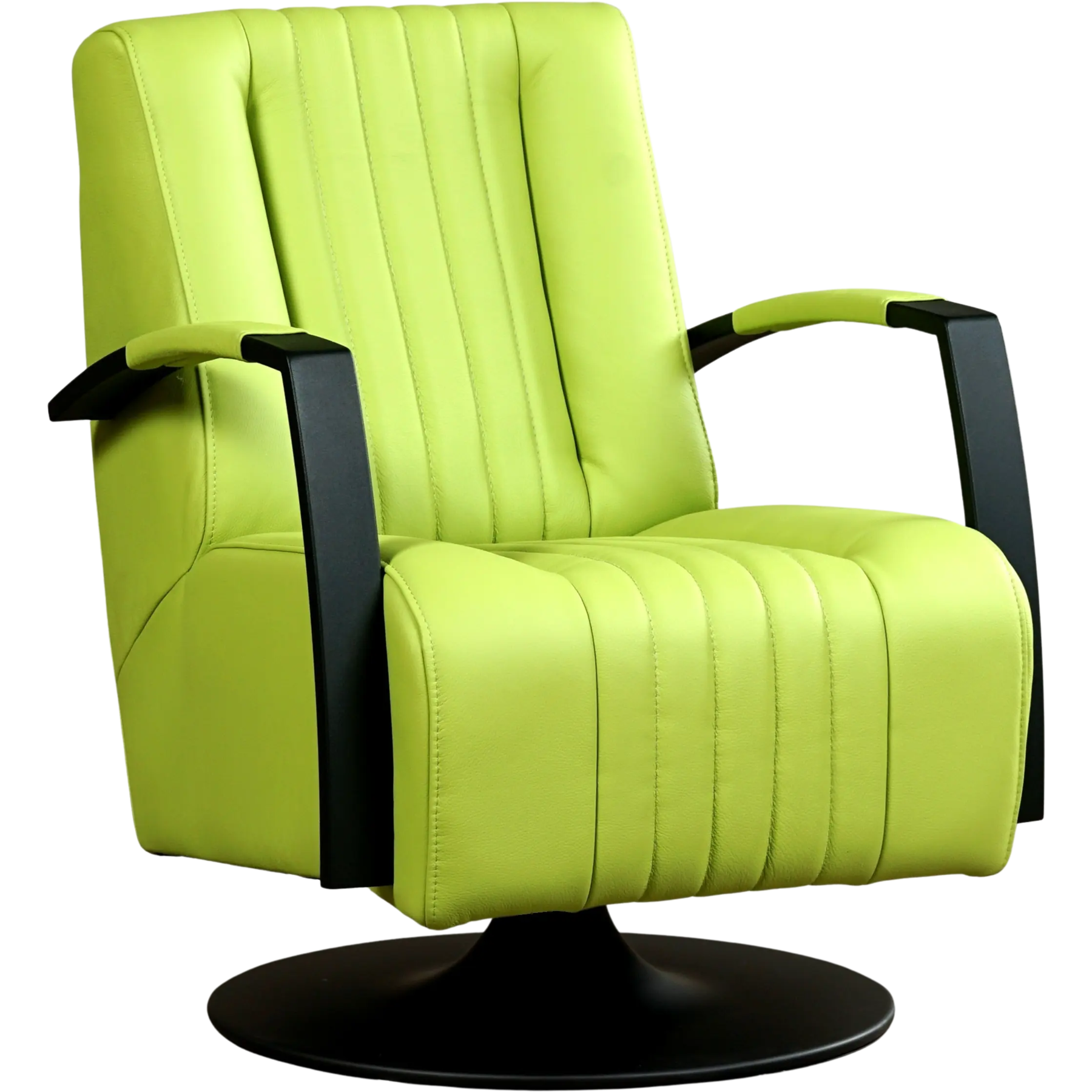 afbeelding van Leren draaifauteuil Galaxy - Toledo Lime (felgroen) - Schotelvoet zwart