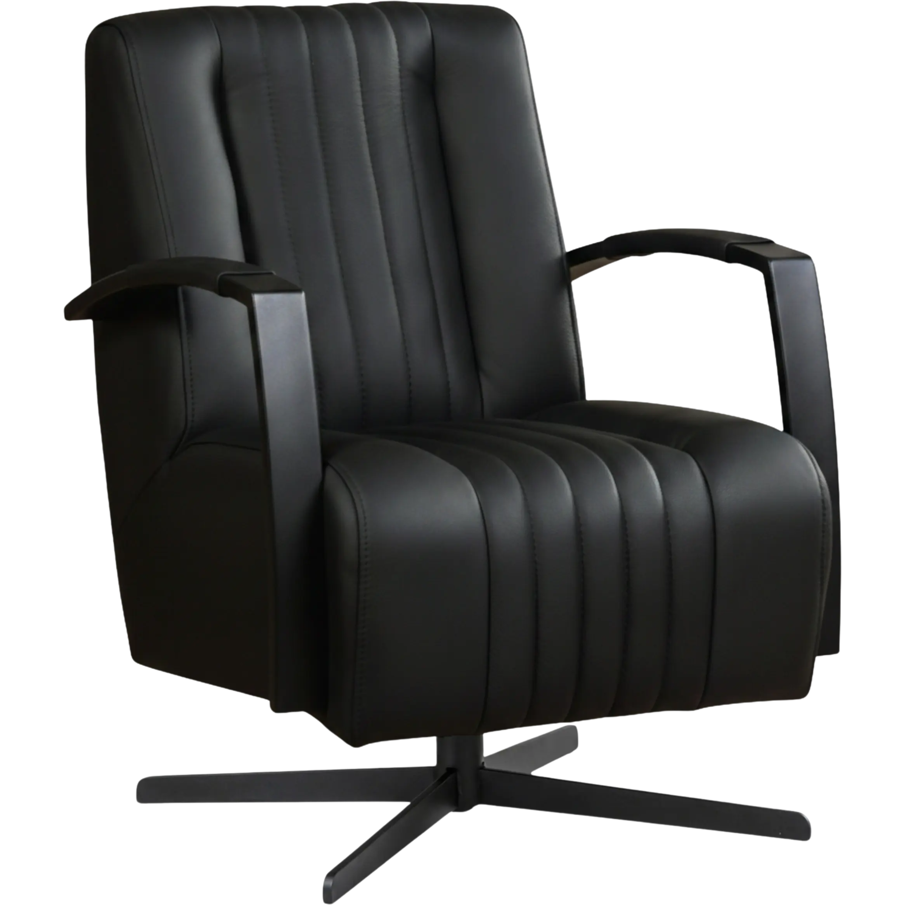 afbeelding van Leren draaifauteuil Galaxy - Toledo Nero (zwart) - Stervoet zwart