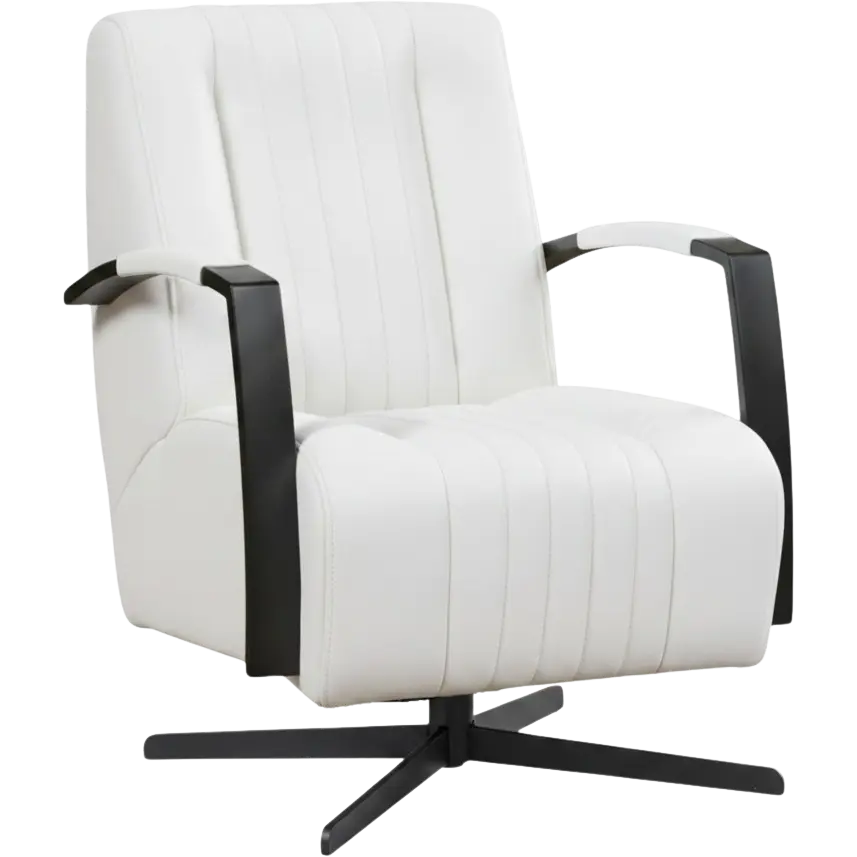 afbeelding van Leren draaifauteuil Galaxy - Toledo Purewhite (wit) - Stervoet zwart