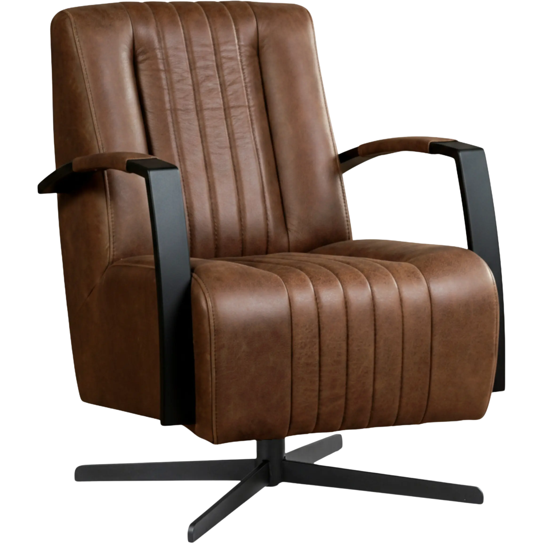 afbeelding van Leren draaifauteuil Galaxy - Vintage Brown (bruin) - Stervoet zwart
