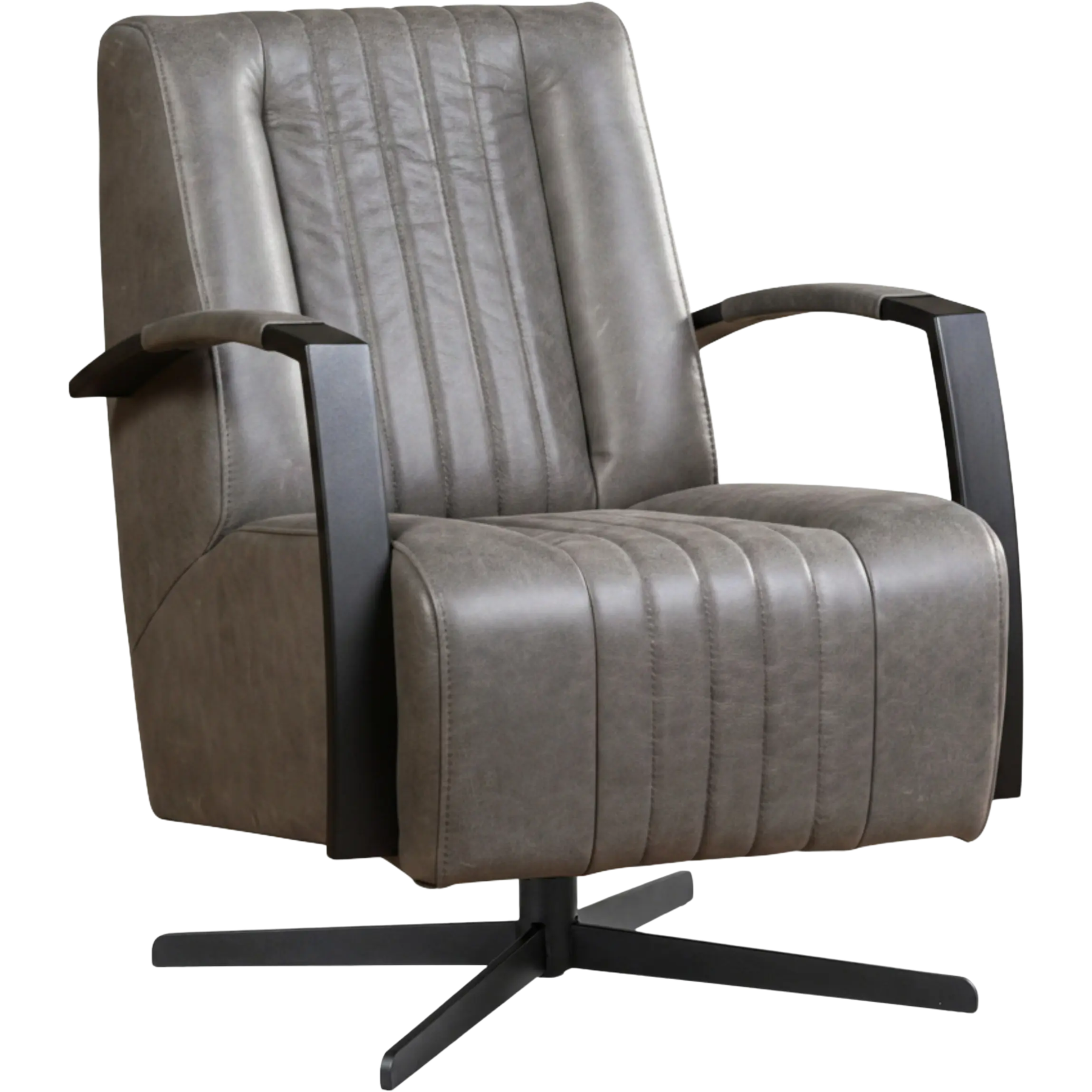 afbeelding van Leren draaifauteuil Galaxy - Vintage Grey (grijs) - Stervoet zwart