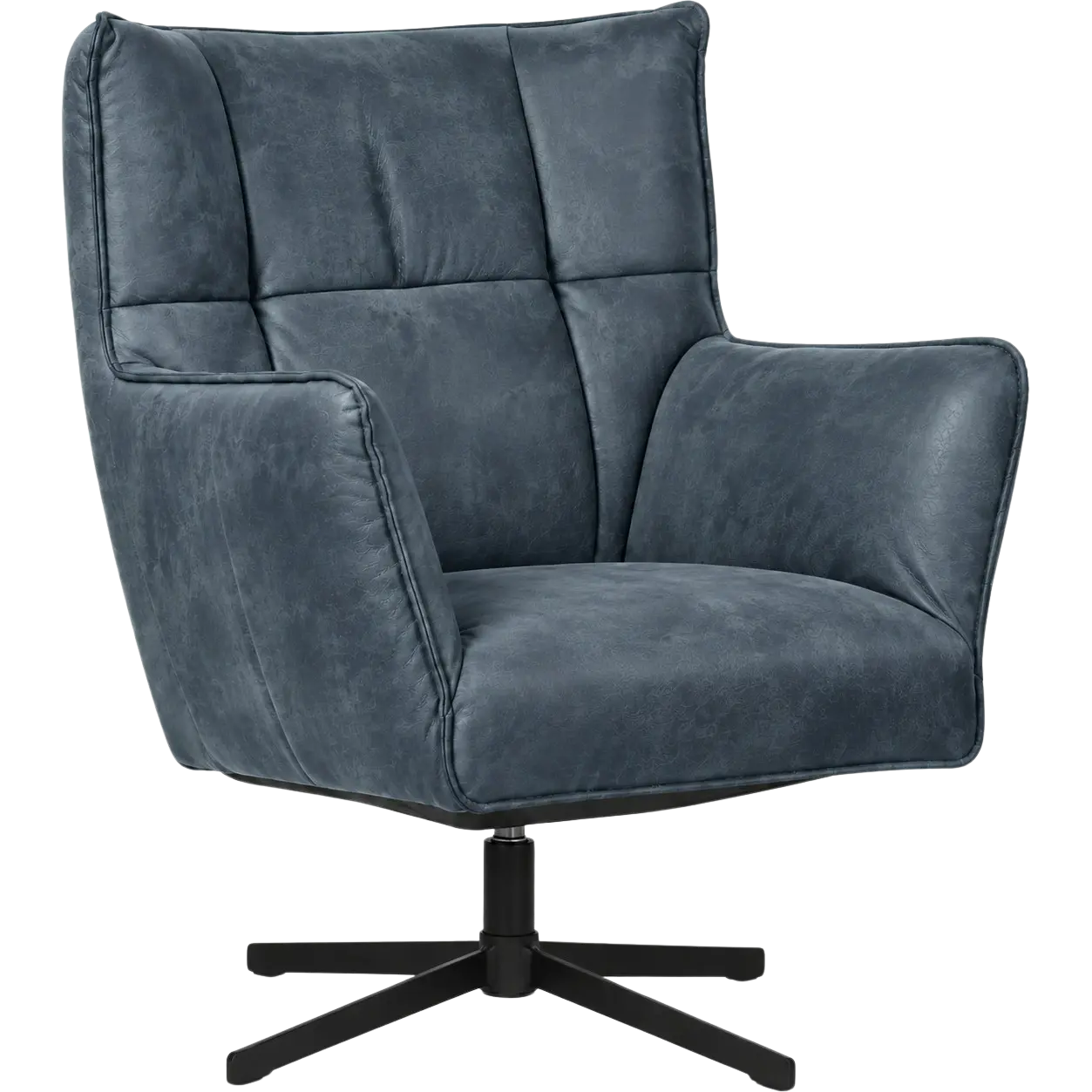 afbeelding van Leren draaifauteuil Lovely - Kenia Denim (blauw)