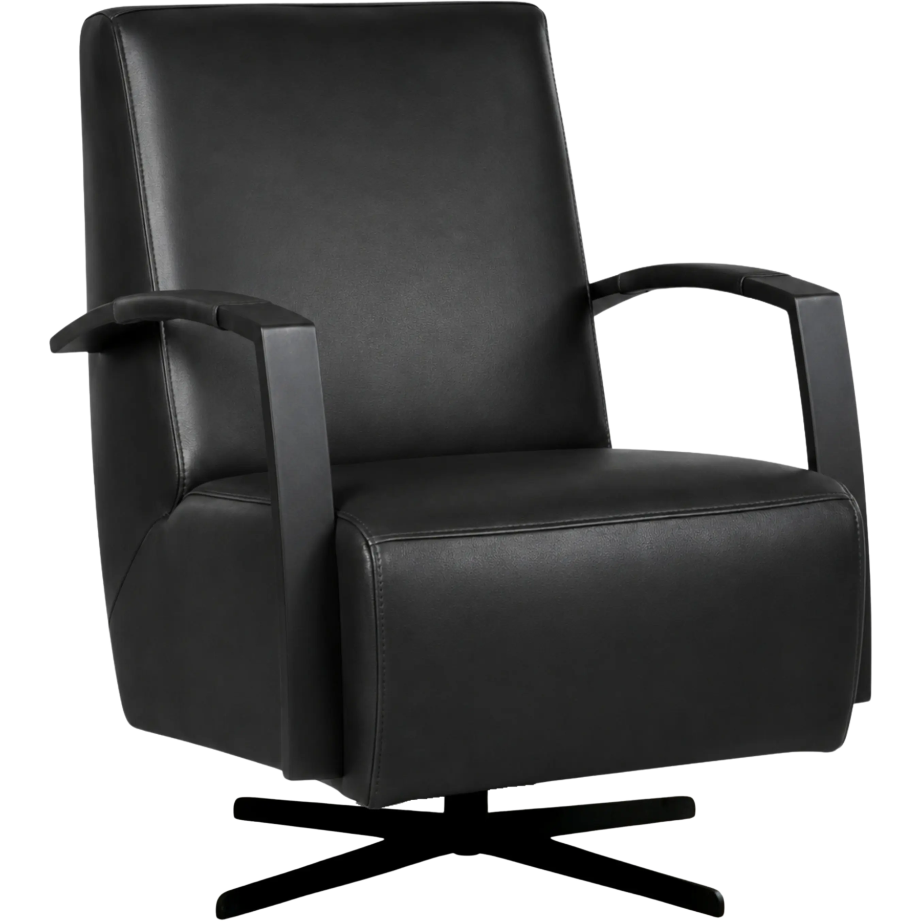 afbeelding van Leren draaifauteuil Mood - Granada Black (zwart) - Stervoet zwart
