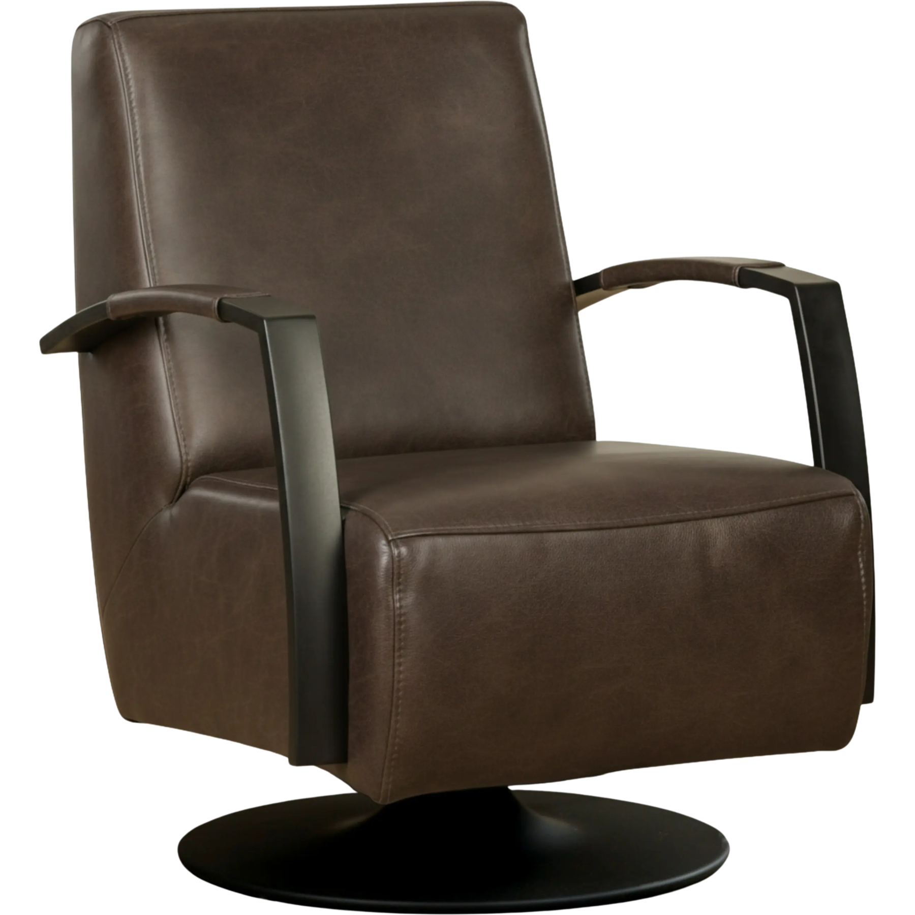 afbeelding van Leren draaifauteuil Mood - Granada Chocolate (bruin) - Schotelvoet zwart