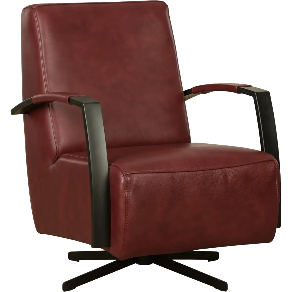 afbeelding van Leren draaifauteuil Mood - Granada Rouge (rood) - Stervoet zwart