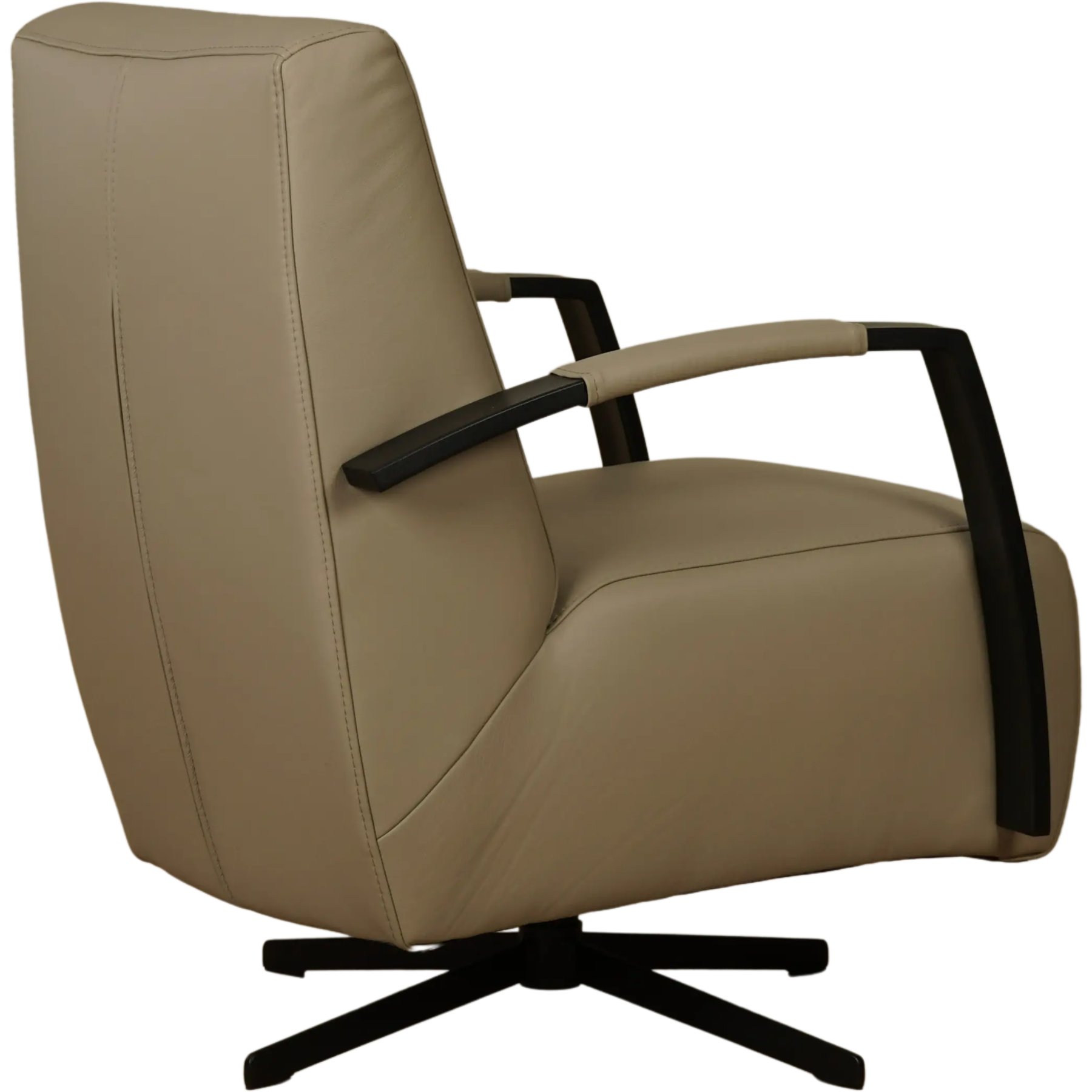 afbeelding van Leren draaifauteuil Mood - Massif Safari (taupe/grijs) - Stervoet zwart