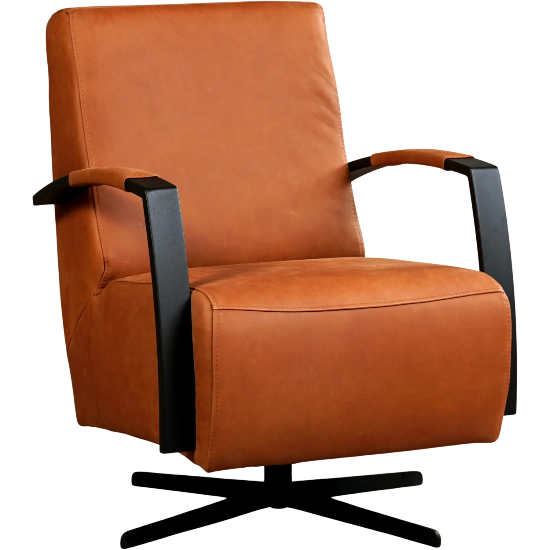 afbeelding van Leren draaifauteuil Mood - Rancho Cognac (cognac) - Stervoet zwart