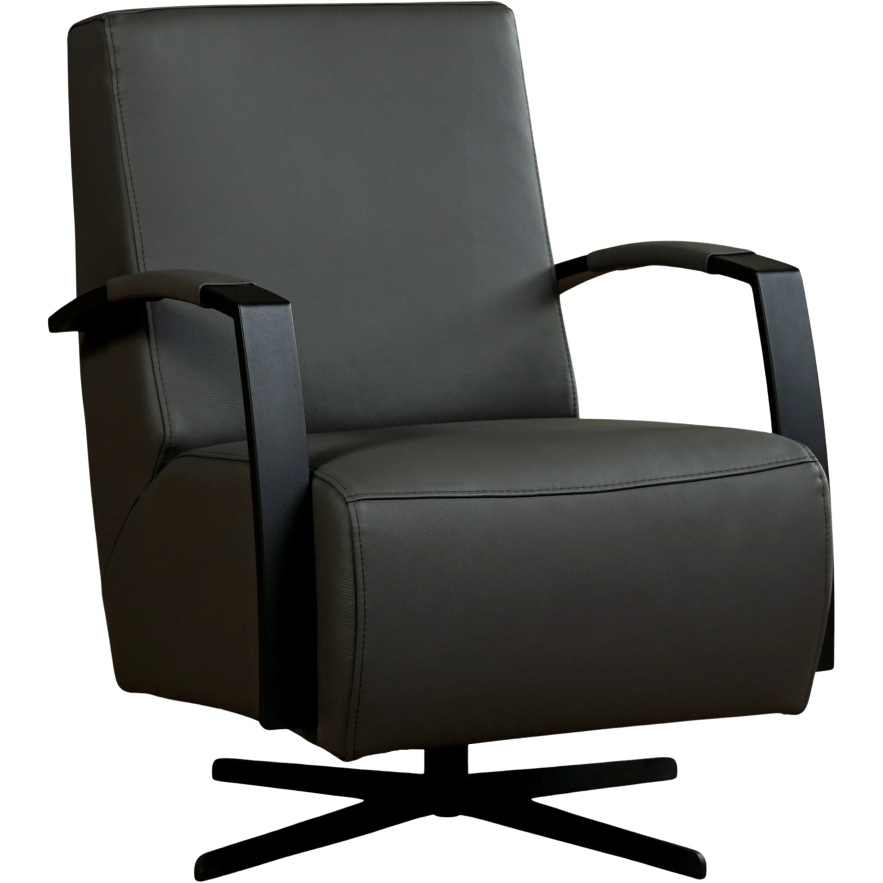 afbeelding van Leren draaifauteuil Mood - Toledo Antracite (donkergrijs) - Stervoet zwart