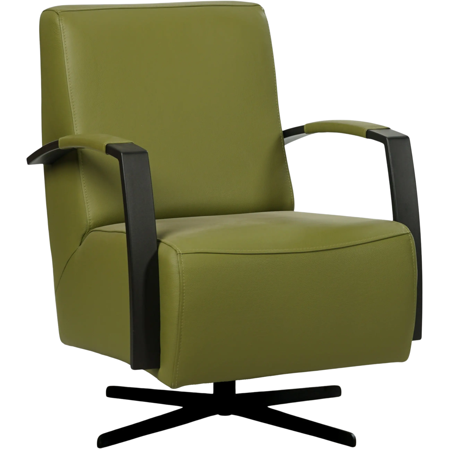 afbeelding van Leren draaifauteuil Mood - Toledo Apple Green (groen) - Stervoet zwart