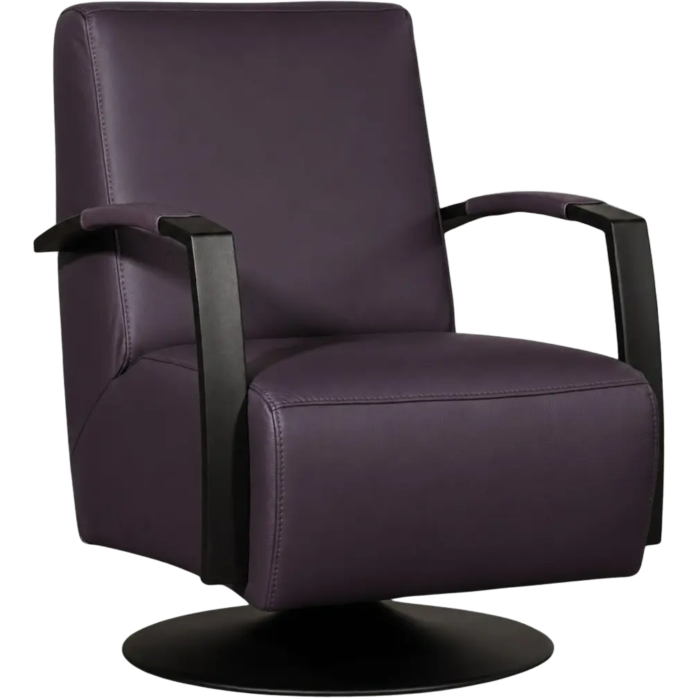 afbeelding van Leren draaifauteuil Mood - Toledo Aubergine (paars) - Schotelvoet zwart