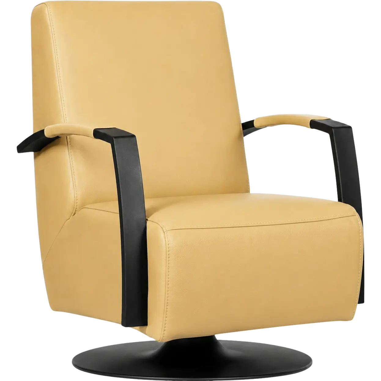 afbeelding van Leren draaifauteuil Mood - Toledo Dessert (geel) - Schotelvoet zwart