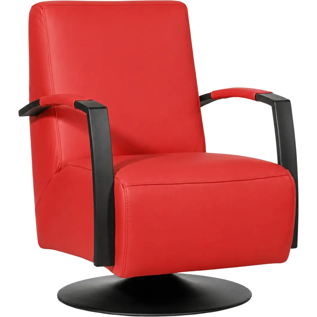 afbeelding van Leren draaifauteuil Mood - Toledo Ferrari (felrood) - Schotelvoet zwart