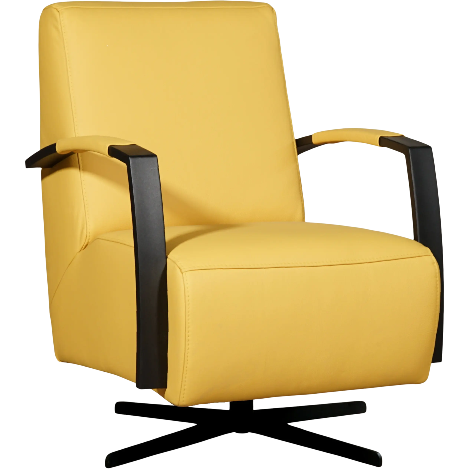 afbeelding van Leren draaifauteuil Mood - Toledo Giallo (geel) - Stervoet zwart
