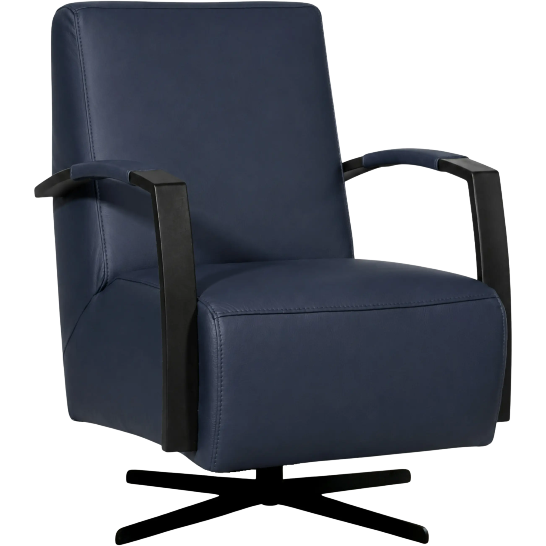 afbeelding van Leren draaifauteuil Mood - Toledo Kobalt (blauw) - Stervoet zwart